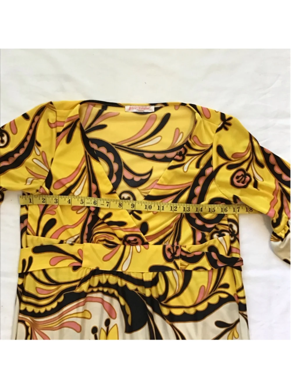 Betsey Johnson Women Elegant Mini Dress Size 6 Yellow Pink Floral